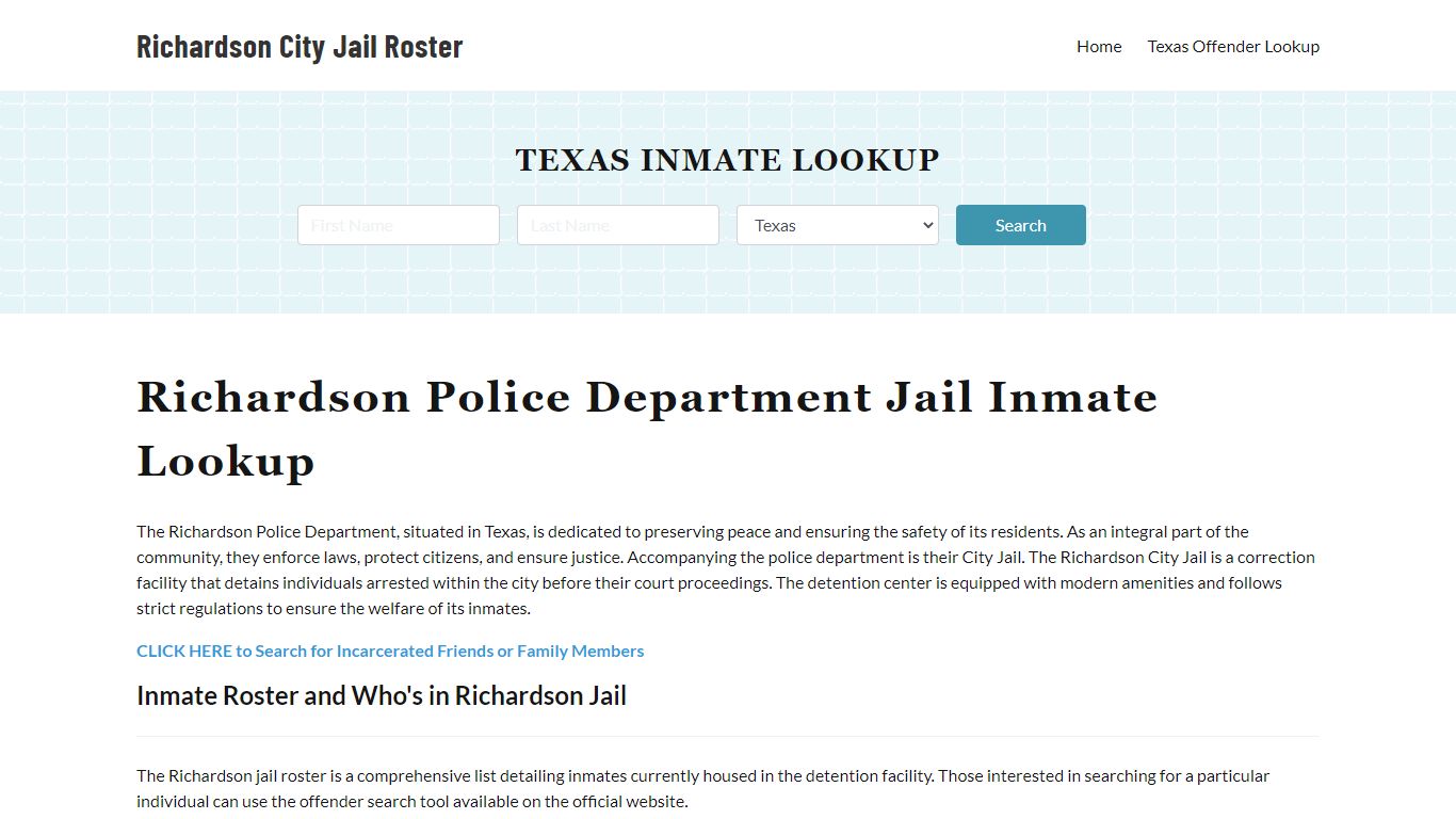 Richardson Police Department & City Jail, TX Inmate Roster, Arrests ...