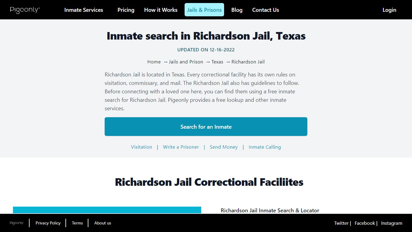 Inmate Search Richardson Jail, Texas | Pigeonly